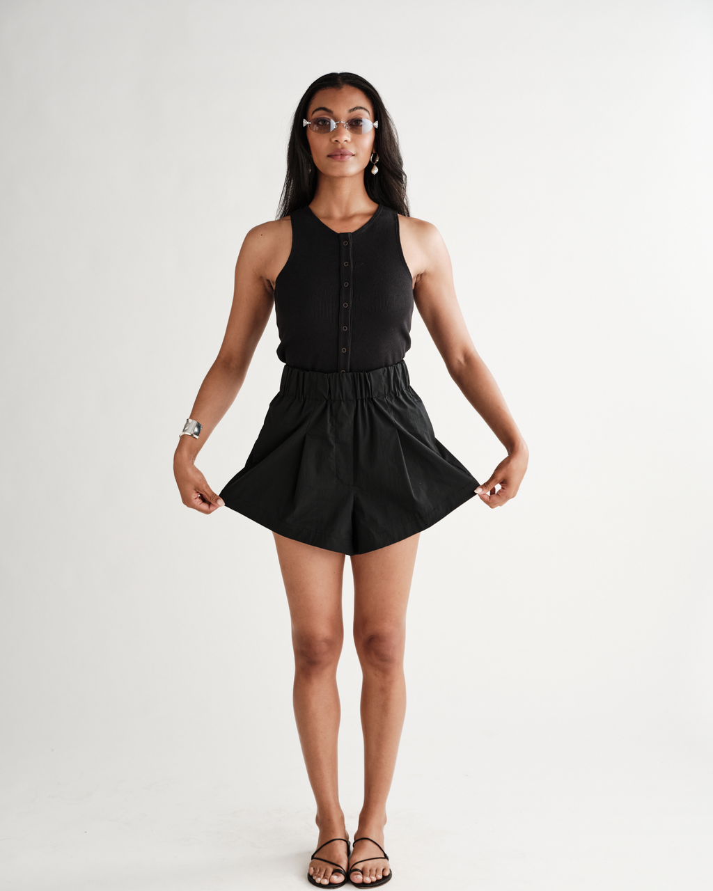 Morse Short in Typewriter Cotton Nylon Poplin