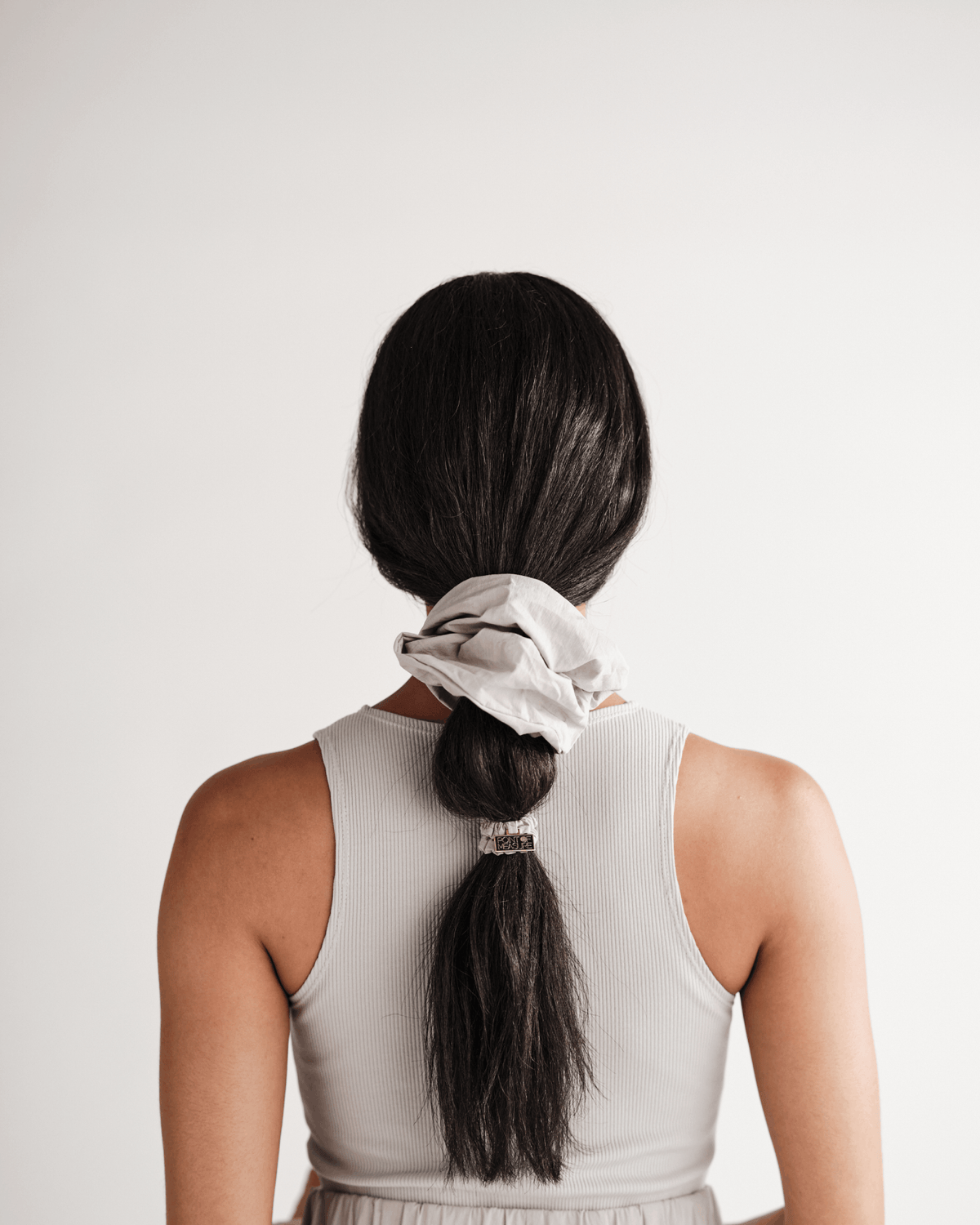 Marian Charm Scrunchie in Typewriter Cotton Nylon Poplin