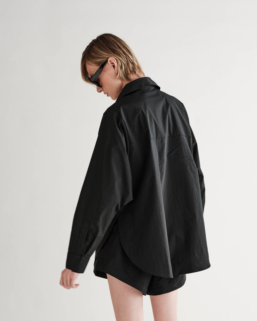 Kit Snap Overshirt in Typewriter Cotton Nylon Poplin