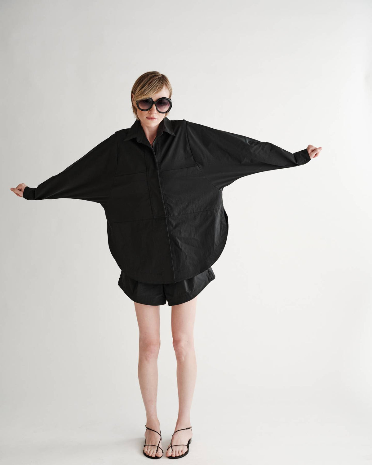 Kit Snap Overshirt in Typewriter Cotton Nylon Poplin
