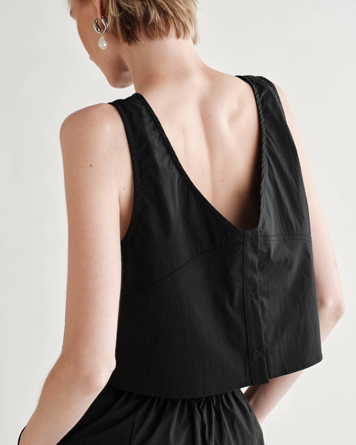 Bobbie Tank in Typewriter Cotton Nylon Poplin