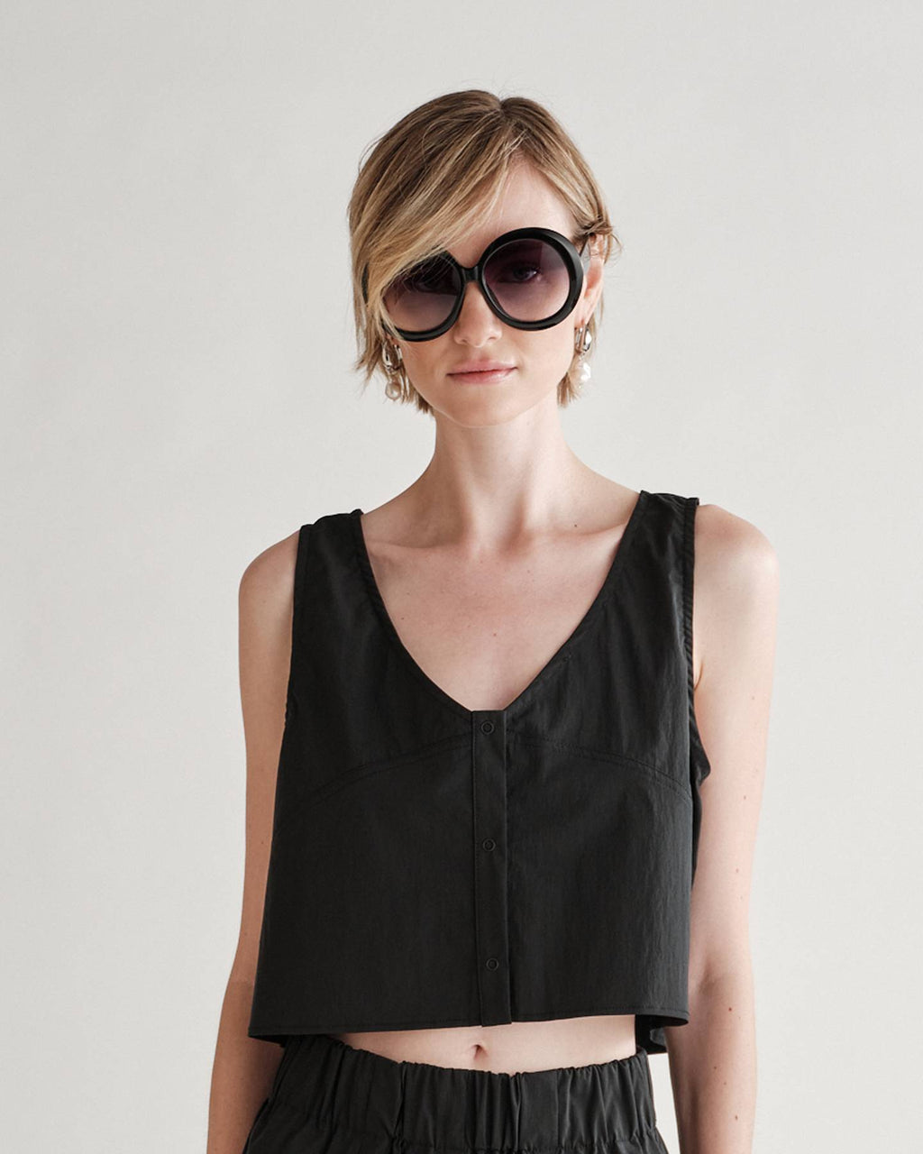 Bobbie Tank in Typewriter Cotton Nylon Poplin