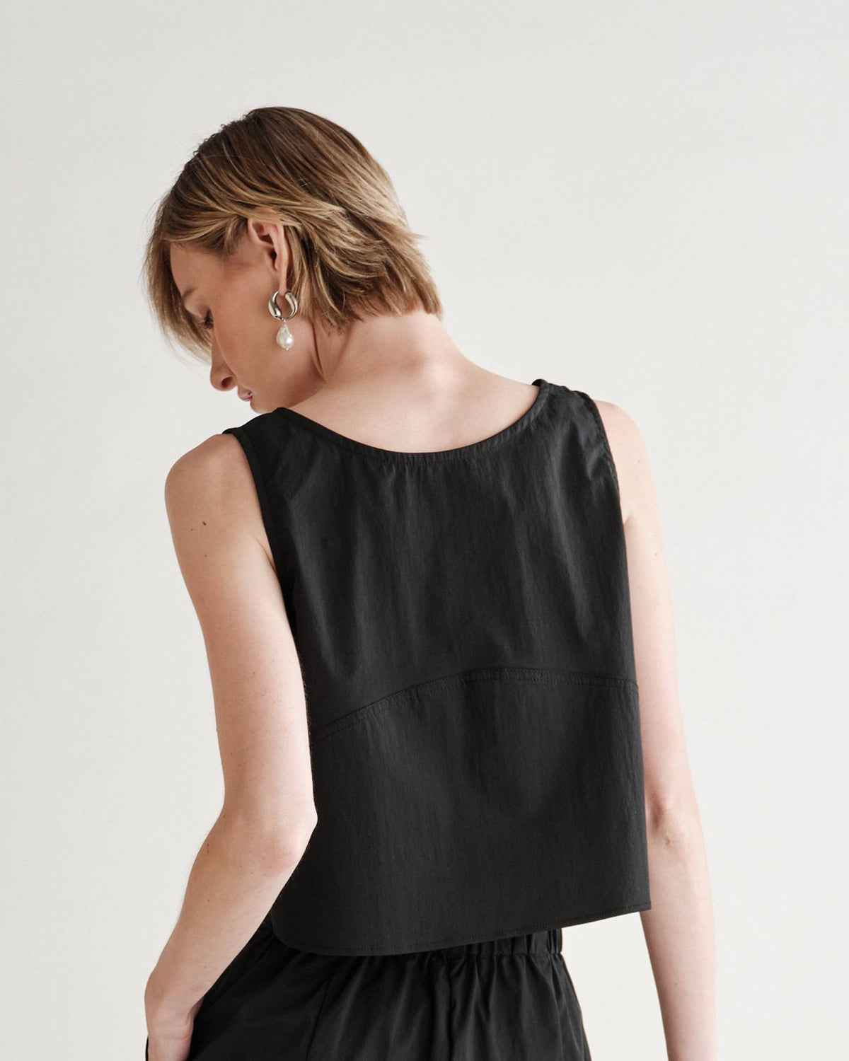 Bobbie Tank in Typewriter Cotton Nylon Poplin