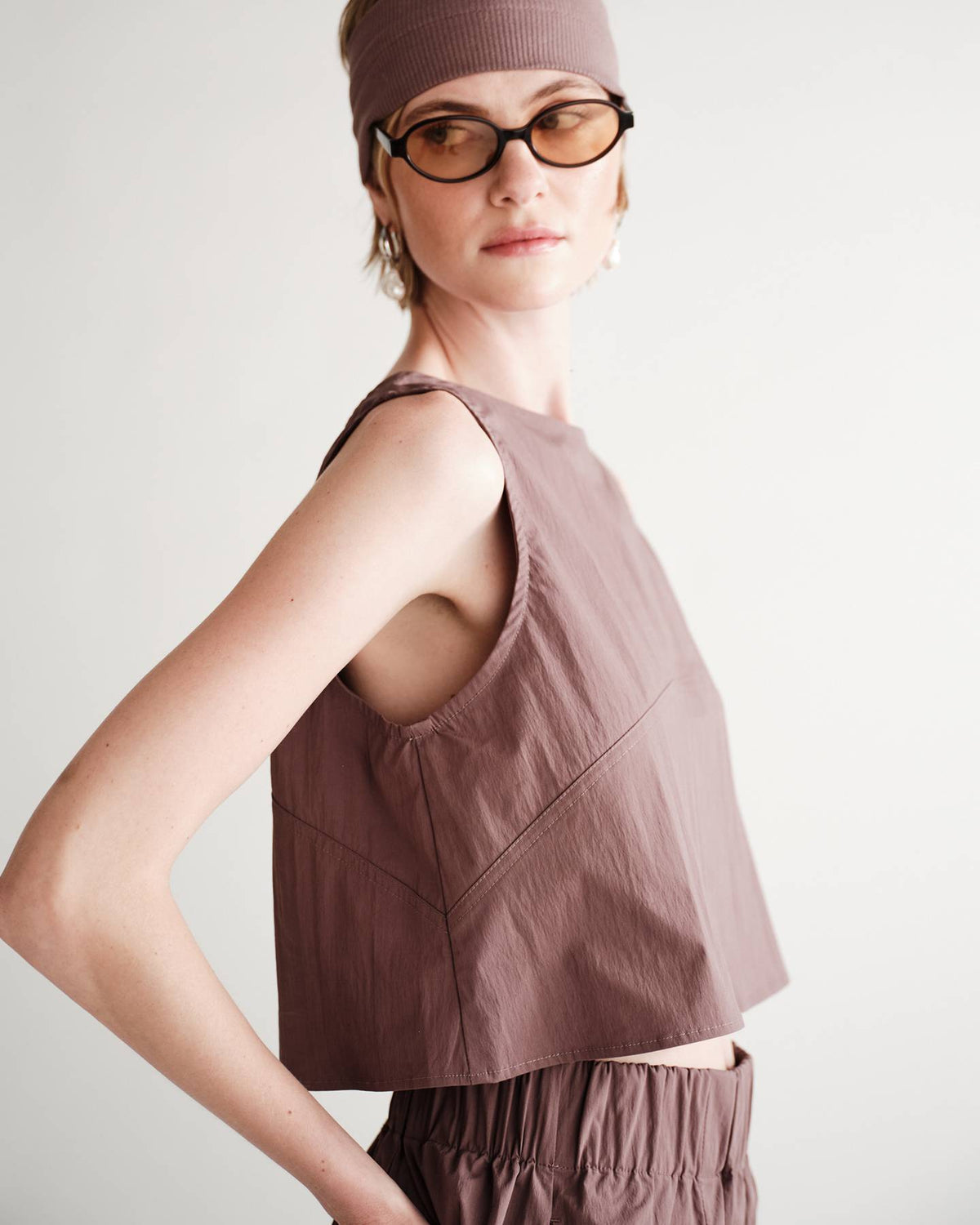 Bobbie Tank in Typewriter Cotton Nylon Poplin
