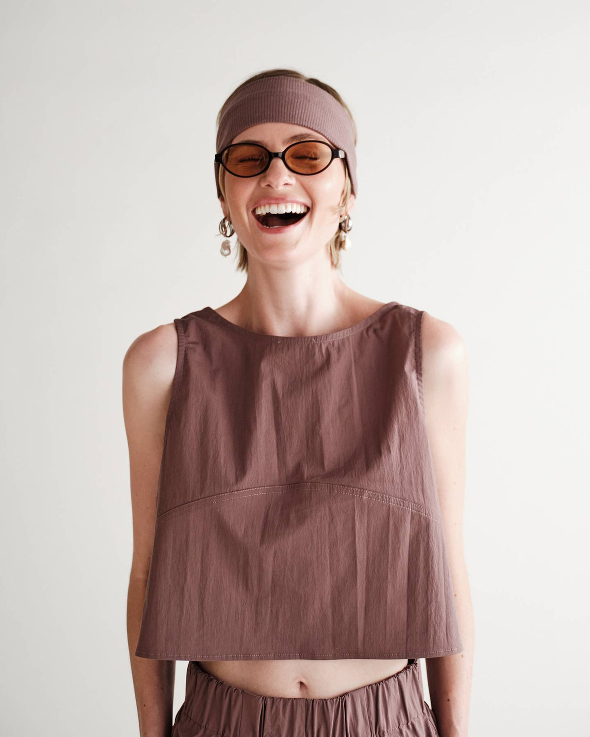 Bobbie Tank in Typewriter Cotton Nylon Poplin