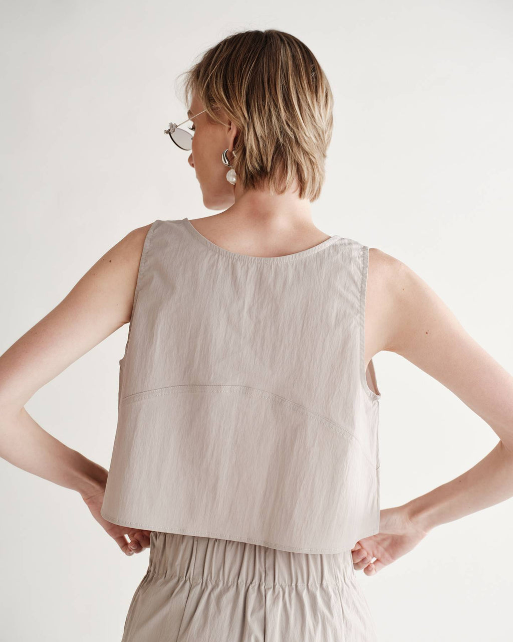 Bobbie Tank in Typewriter Cotton Nylon Poplin