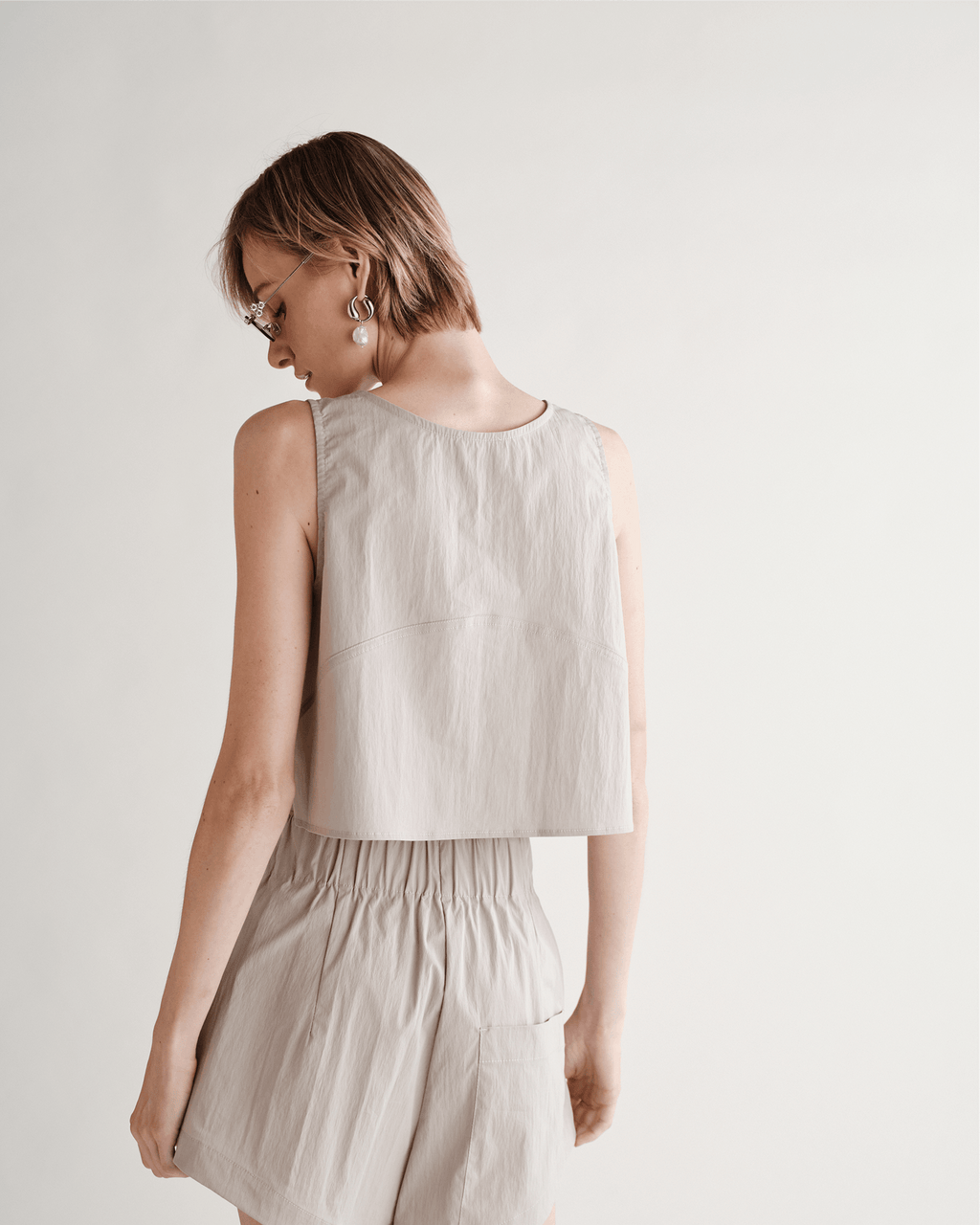Morse Short in Typewriter Cotton Nylon Poplin