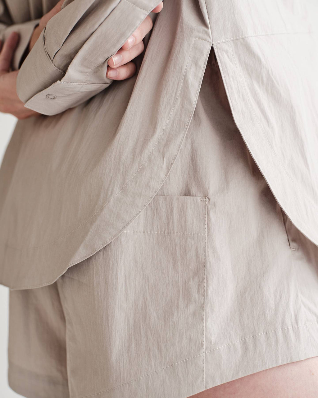 Kit Snap Overshirt in Typewriter Cotton Nylon Poplin