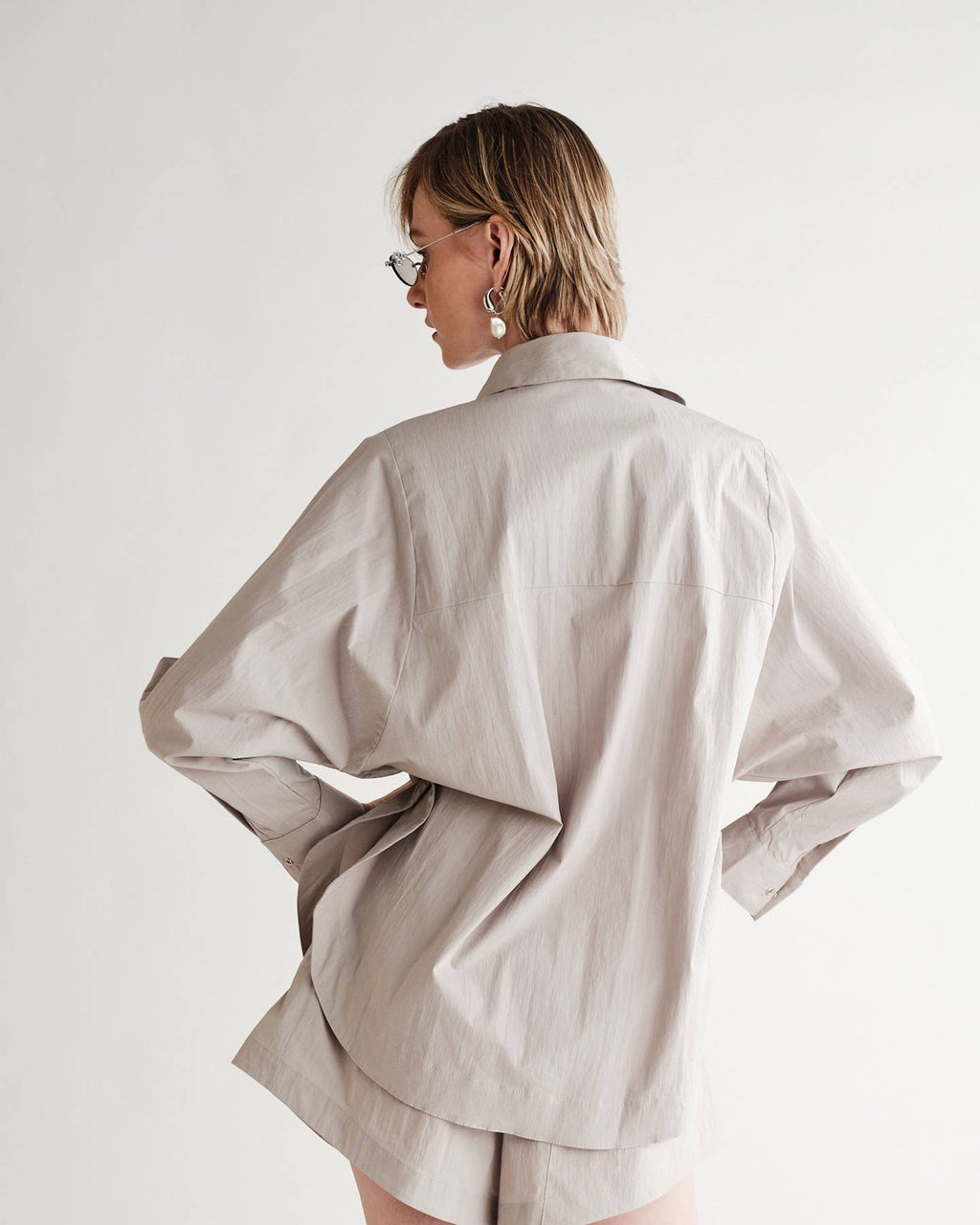 Kit Snap Overshirt in Typewriter Cotton Nylon Poplin