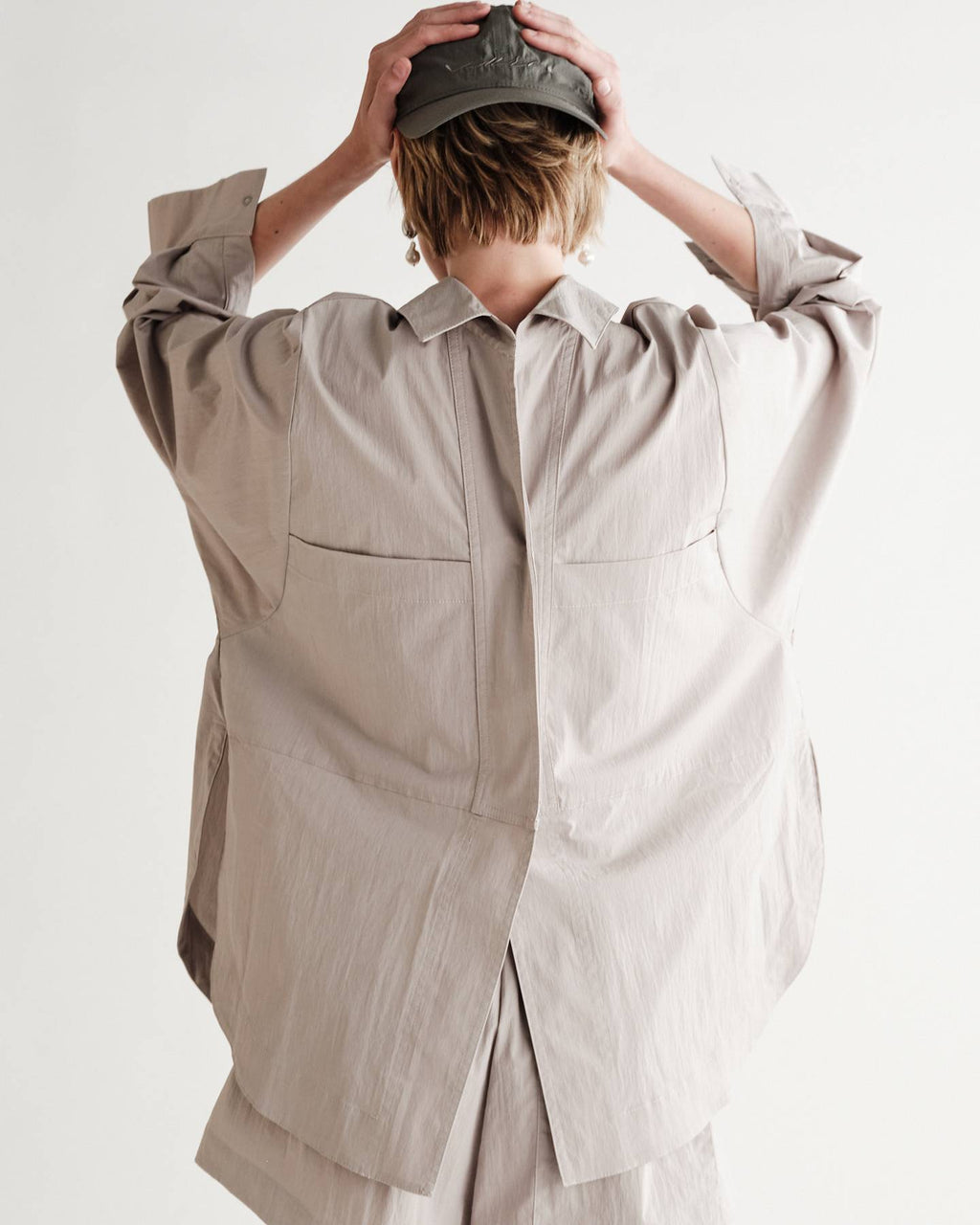 Kit Snap Overshirt in Typewriter Cotton Nylon Poplin