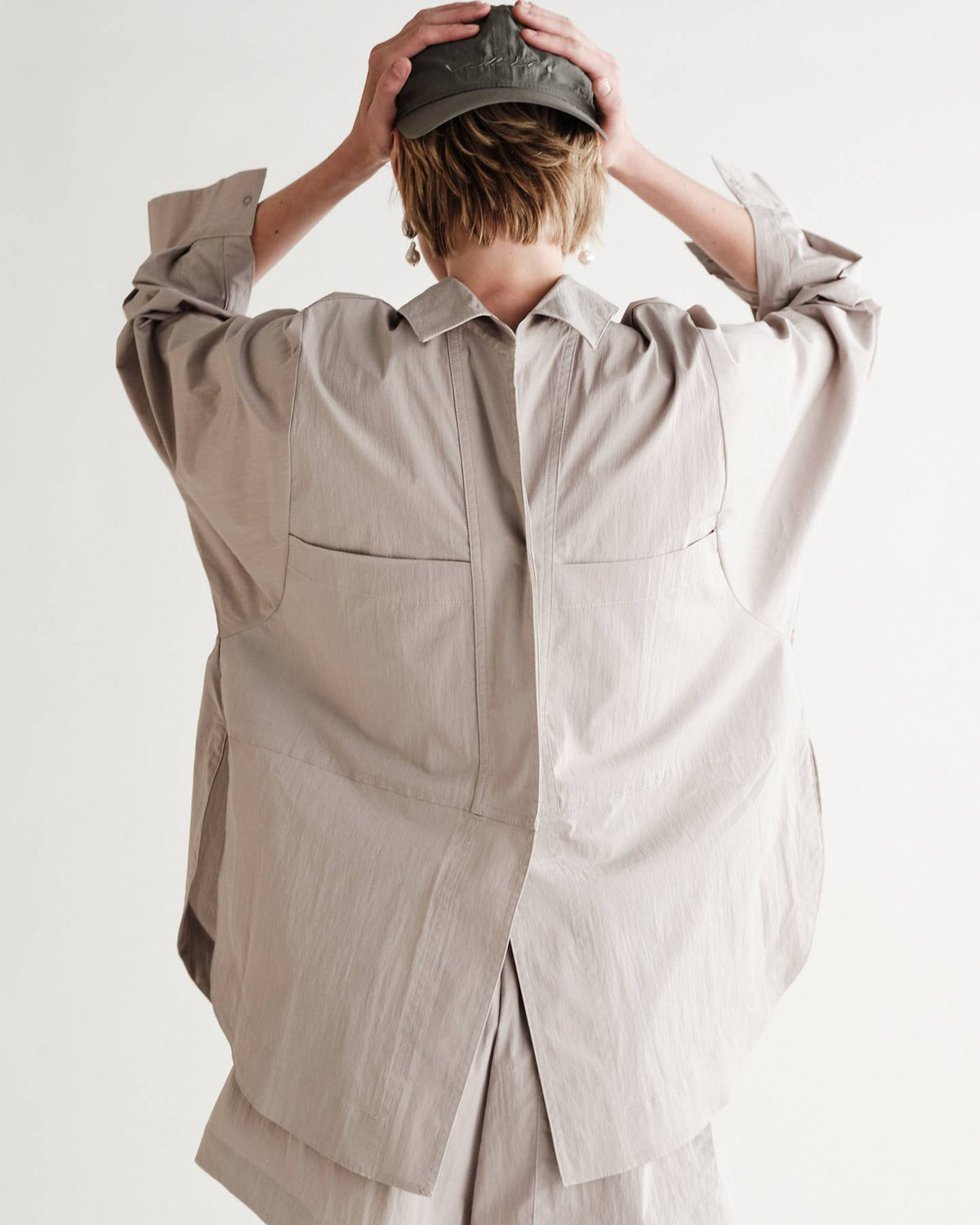 Kit Snap Overshirt in Typewriter Cotton Nylon Poplin
