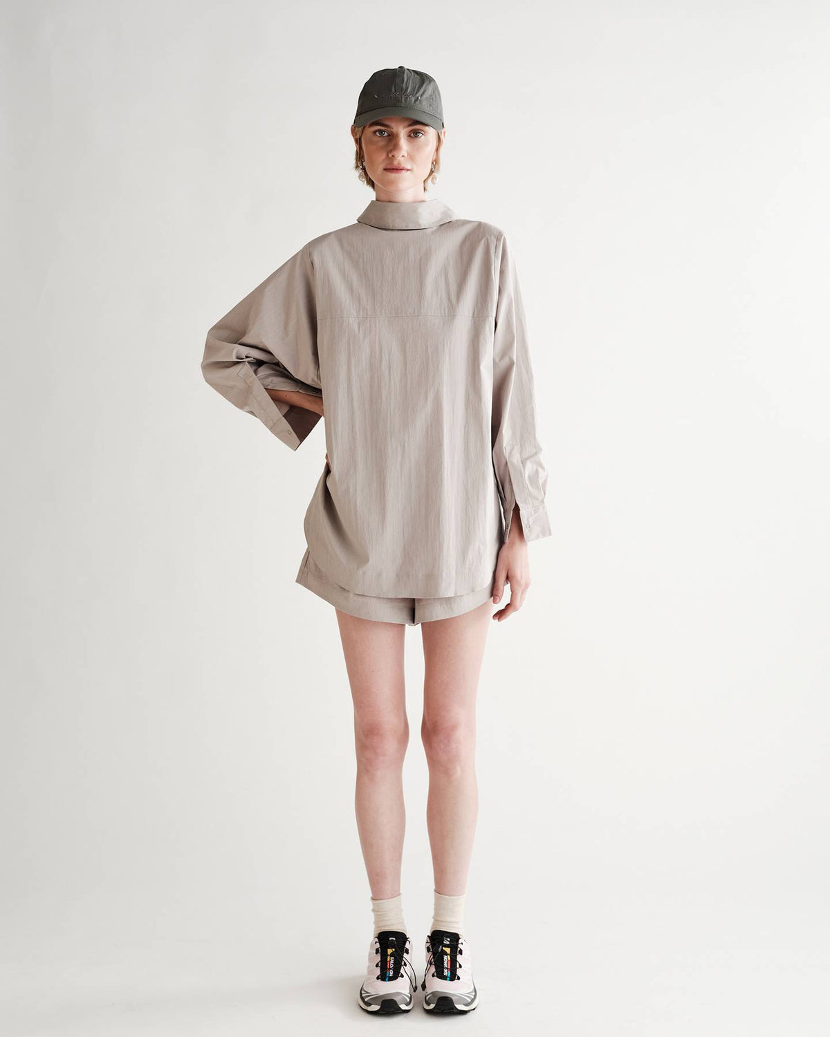 Kit Snap Overshirt in Typewriter Cotton Nylon Poplin
