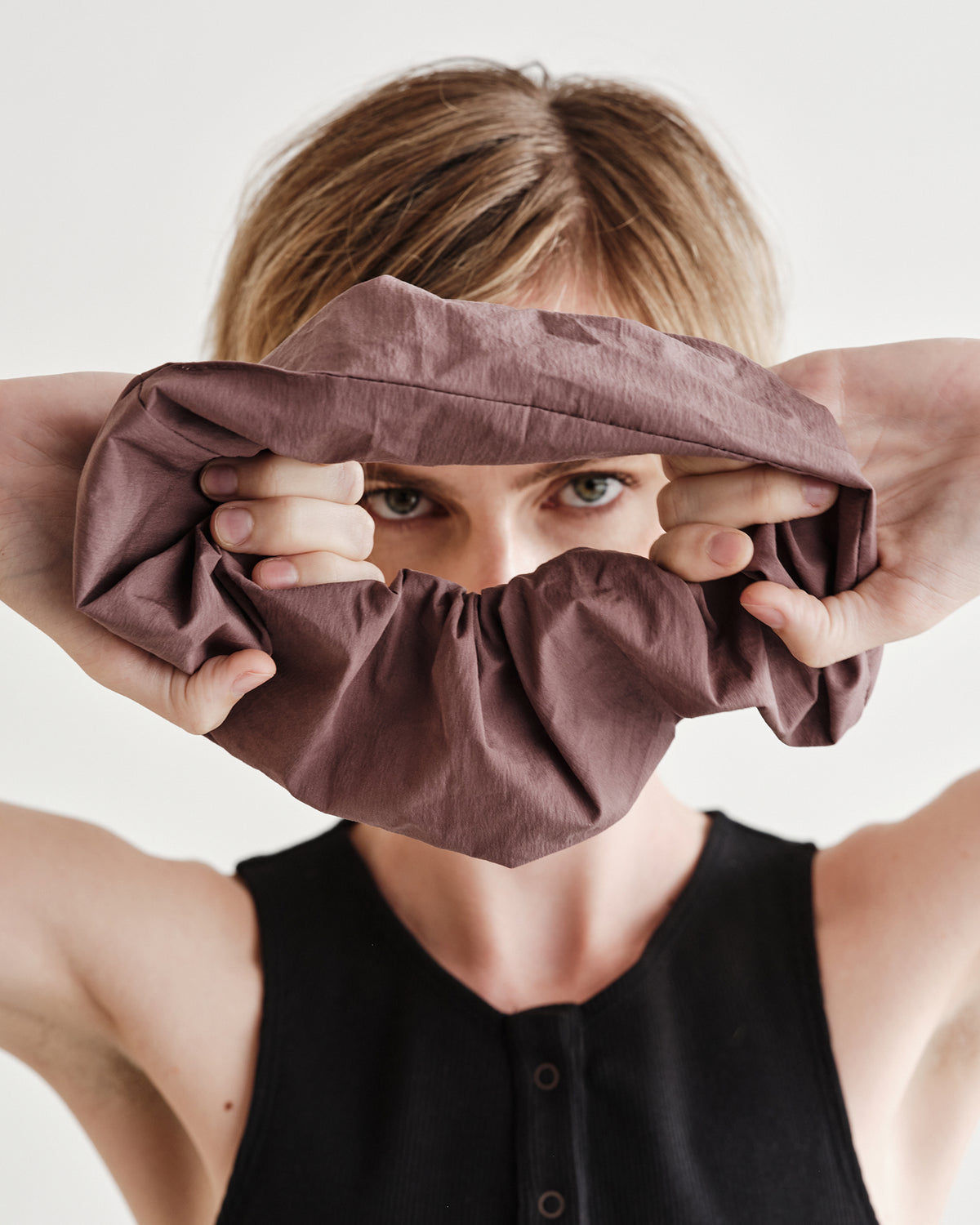 Rubie Oversized Scrunchie in Typewriter Cotton Nylon Poplin