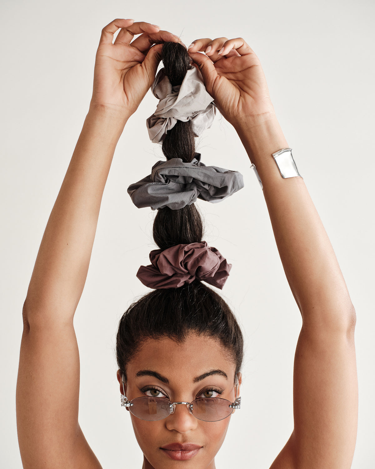 Rubie Oversized Scrunchie in Typewriter Cotton Nylon Poplin
