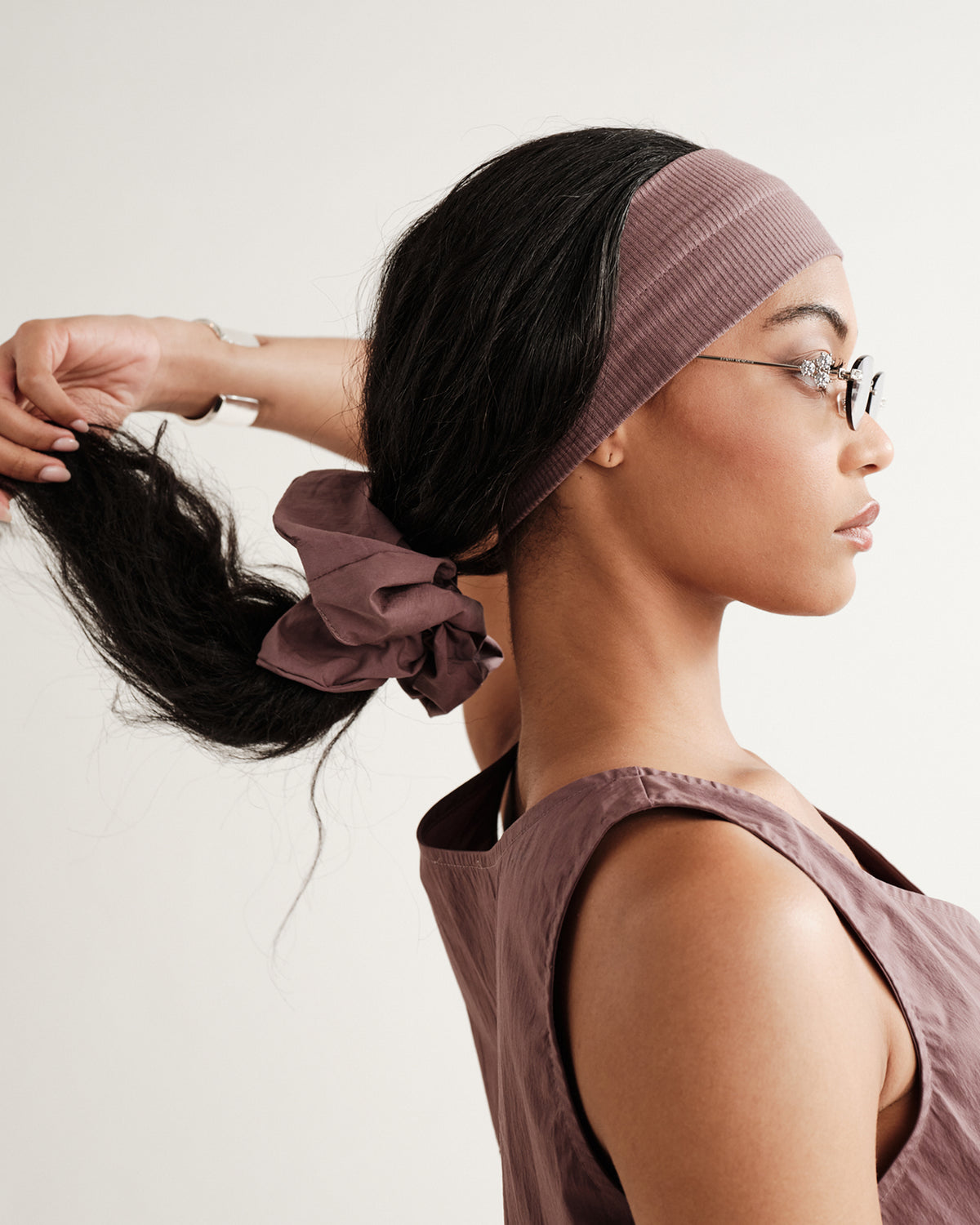 Rubie Oversized Scrunchie in Typewriter Cotton Nylon Poplin