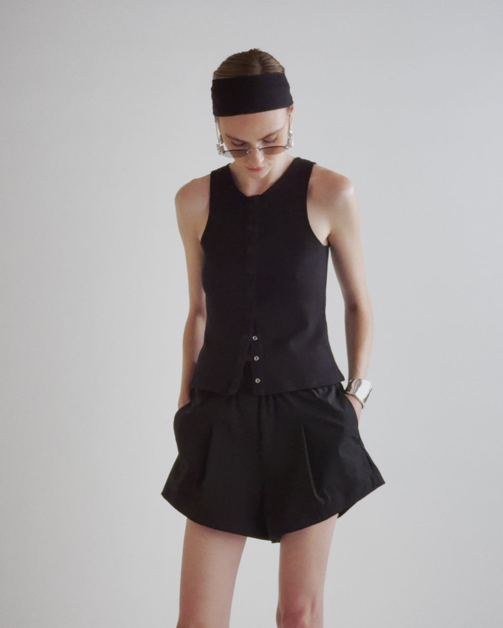 Morse Short in Typewriter Cotton Nylon Poplin